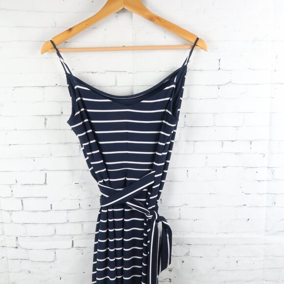 LAUREN RALPH LAUREN BLUE & WHITE STRIPE SPAGHETTI STRAP MIDI DRESS SIZE 2 - Picture 10 of 11